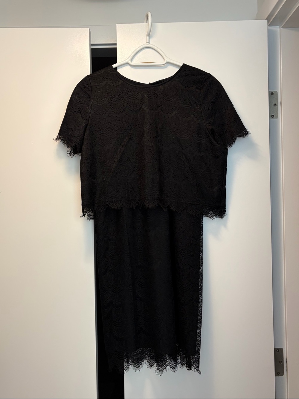 OAK + FORT Black Lace Two-Piece Dress